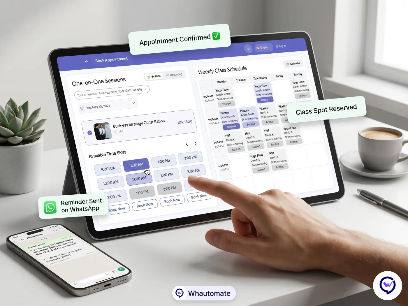 Recurring weekly lesson booking on Whautomate