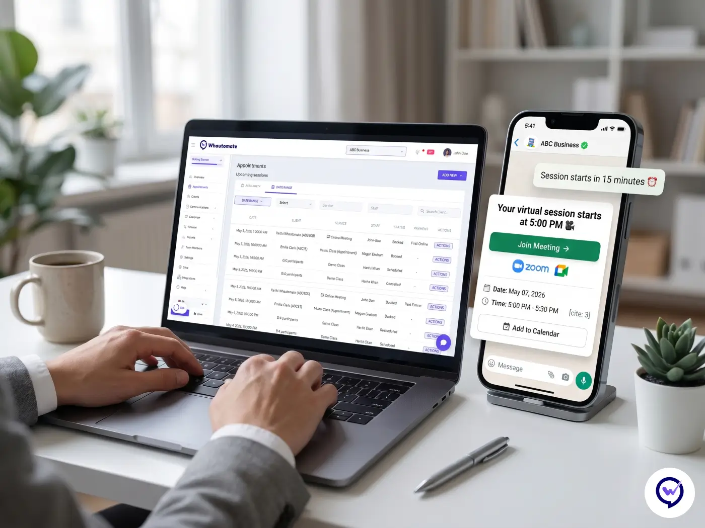 Google Meet & Zoom for online lessons on Whautomate