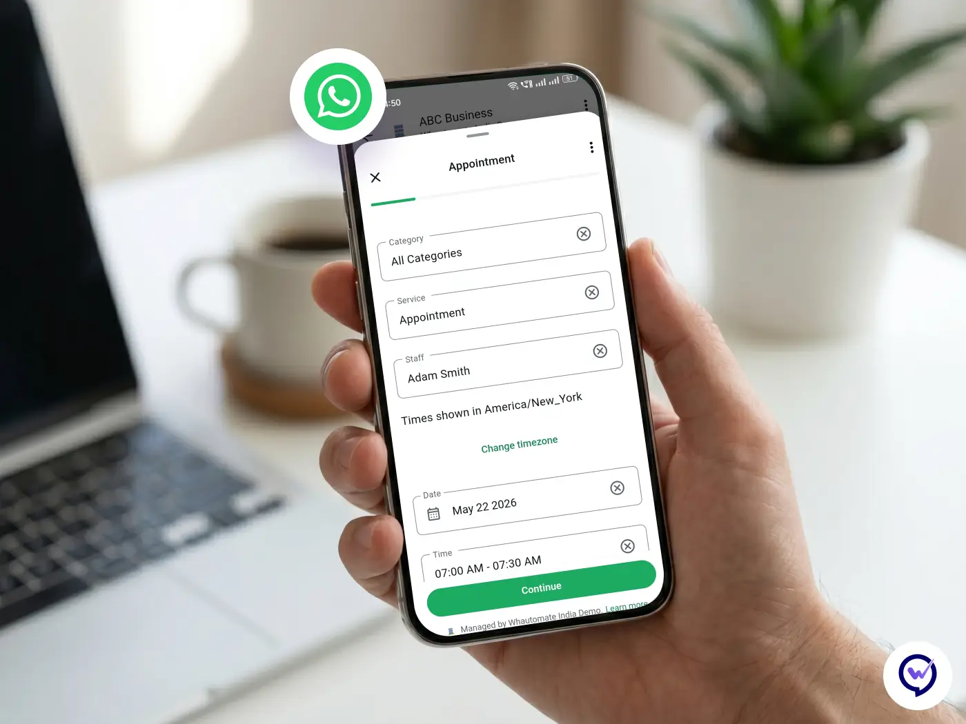 AI chatbot for 24/7 support on Whautomate