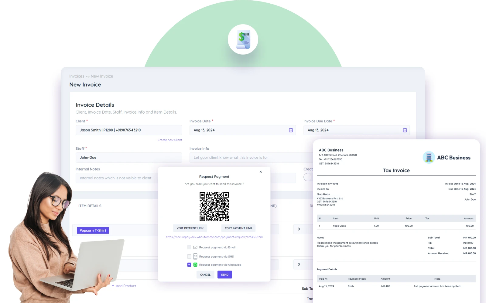 Invoicing and payments dashboard